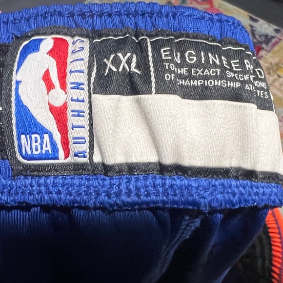 New York Knicks Blue and Orange Uniform NBA Basketball Warmup Shorts - Picture 4 of 5